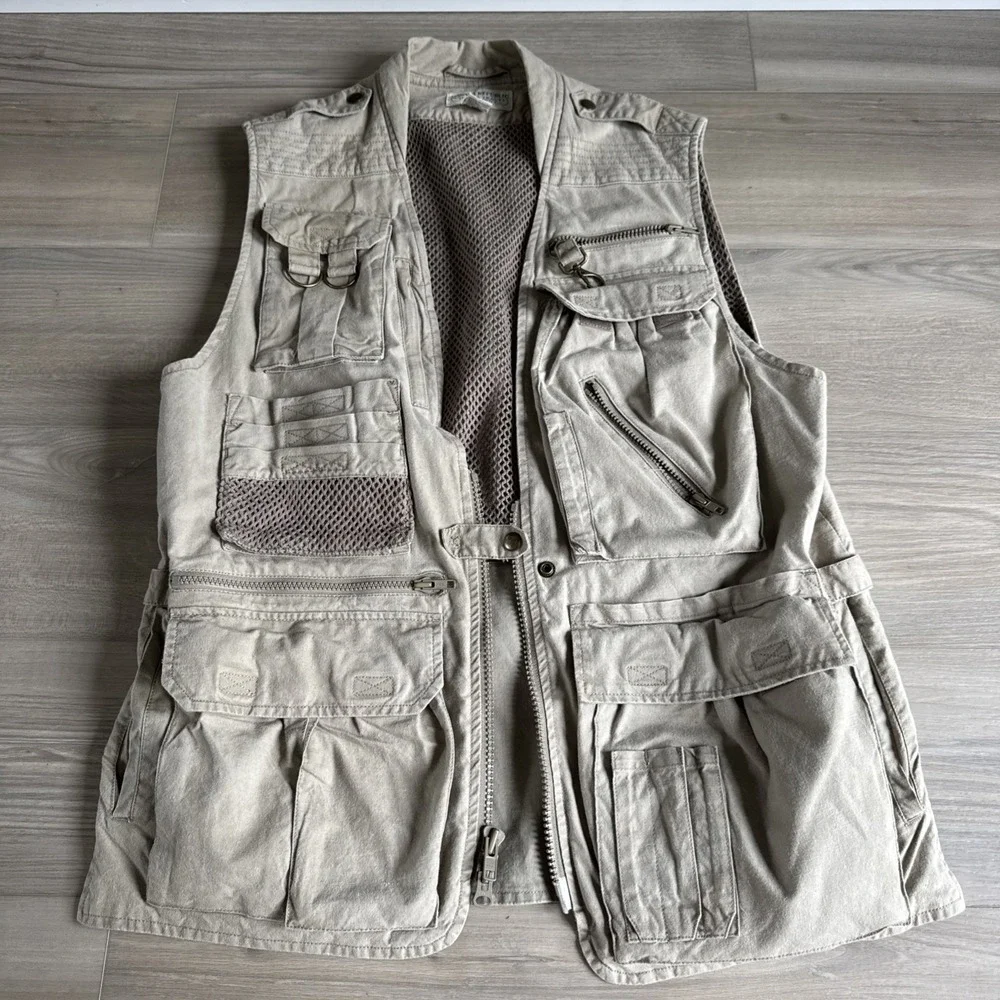 Vintage Banana Republic Mens Sz M Safari Photo Fishing Hunting Pocket Khaki Vest